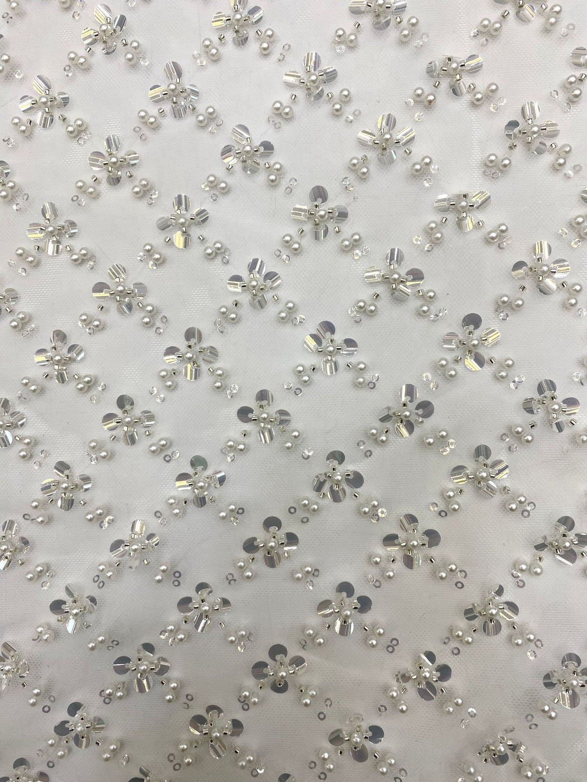 Diamond Foam Bead & 3/7mm Crystal Sequin Fabric — fabric photo 2