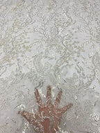 Silver Thread Foam Bead & Sequin Embroidery Fabric — fabric photo 4