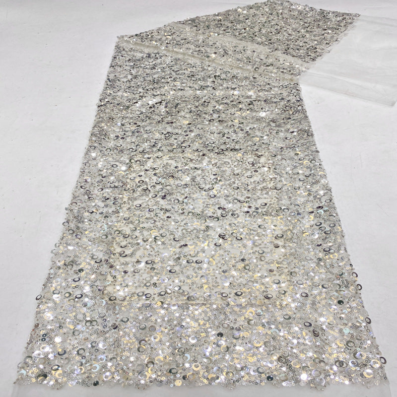 3/5/7/9 mm Sequin Embroidered Bridal Fabric — fabric photo 3