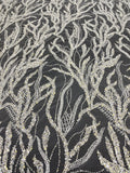 Silver Bead Crystal Sequin Embroidered Bridal Fabric — fabric photo 6