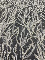 Silver Bead Crystal Sequin Embroidered Bridal Fabric — fabric photo 6