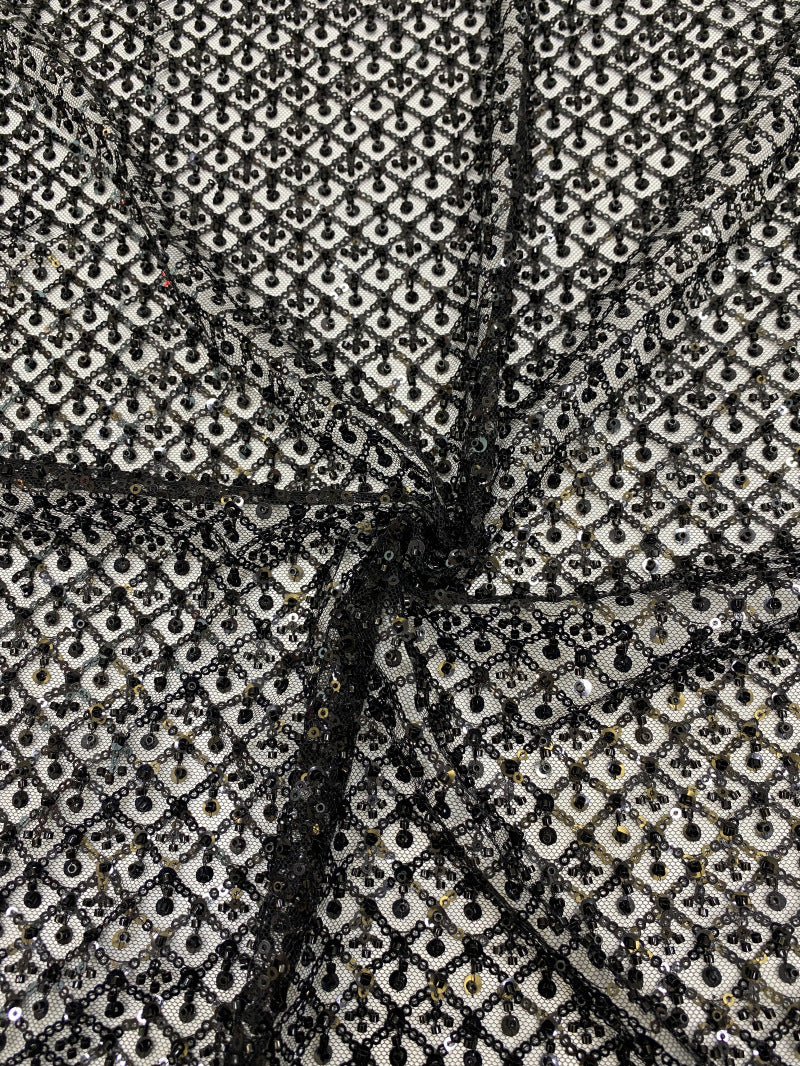 Mini Diamond Bead & Crystal Sequin Fabric — fabric photo 3