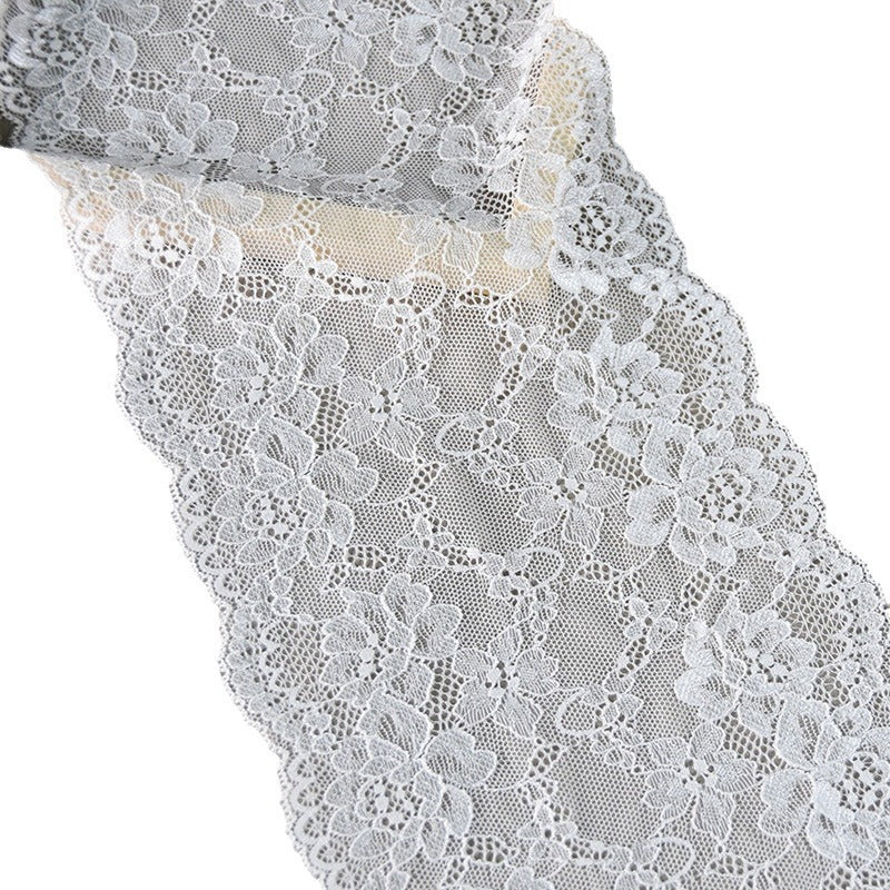 Large Floral Corded Stretch Lace Trim 18 cm — fabric photo 4