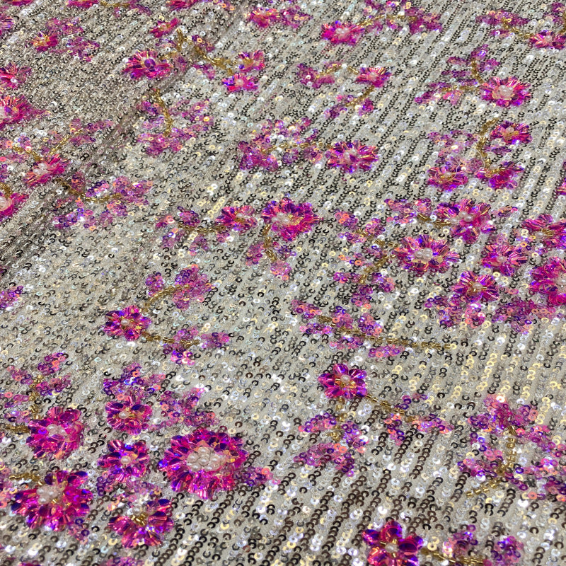 Stretch Mesh Bead & 3/7mm Sequin Fabric — fabric photo 5