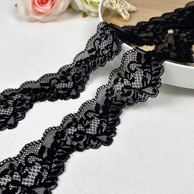 Small Floral Stretch Nylon-Spandex Lace Trim 5.4 cm