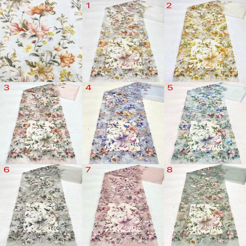 Laser Print Bead Sequin Embroidery Fabric
