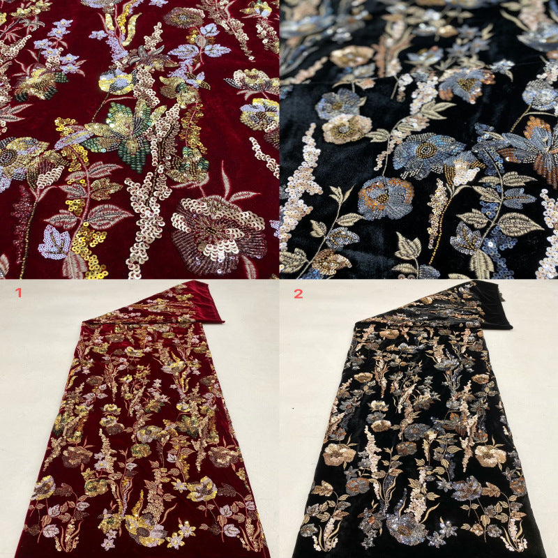 Velvet with Double Beads and Colorful Sequins