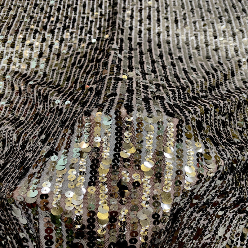 Stretch Sequin Embroidered Stretch Mesh Fabric – Design 12191 — fabric photo 4