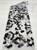 Two-Tone Cordwork Bead & Sequin Embroidered Fabric — fabric photo 6