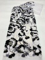 Two-Tone Cordwork Bead & Sequin Embroidered Fabric — fabric photo 6