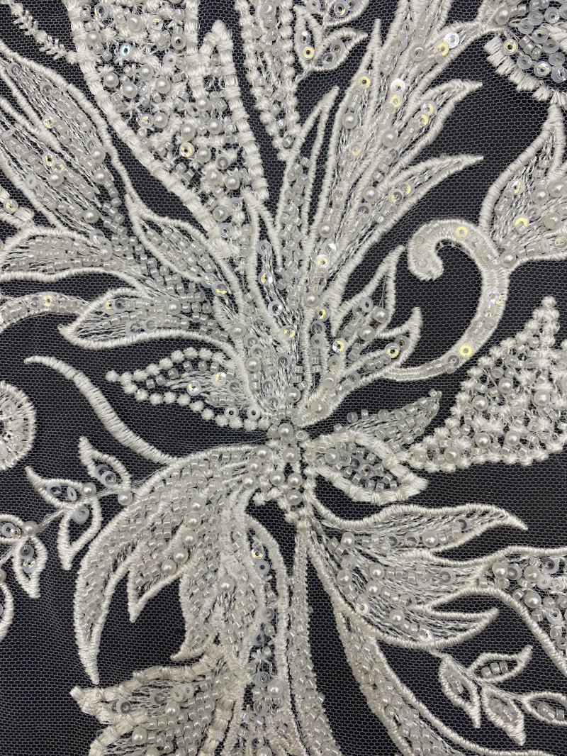 Foam Bead 3/4mm Sequin Embroidery Fabric for Gowns — fabric photo 3
