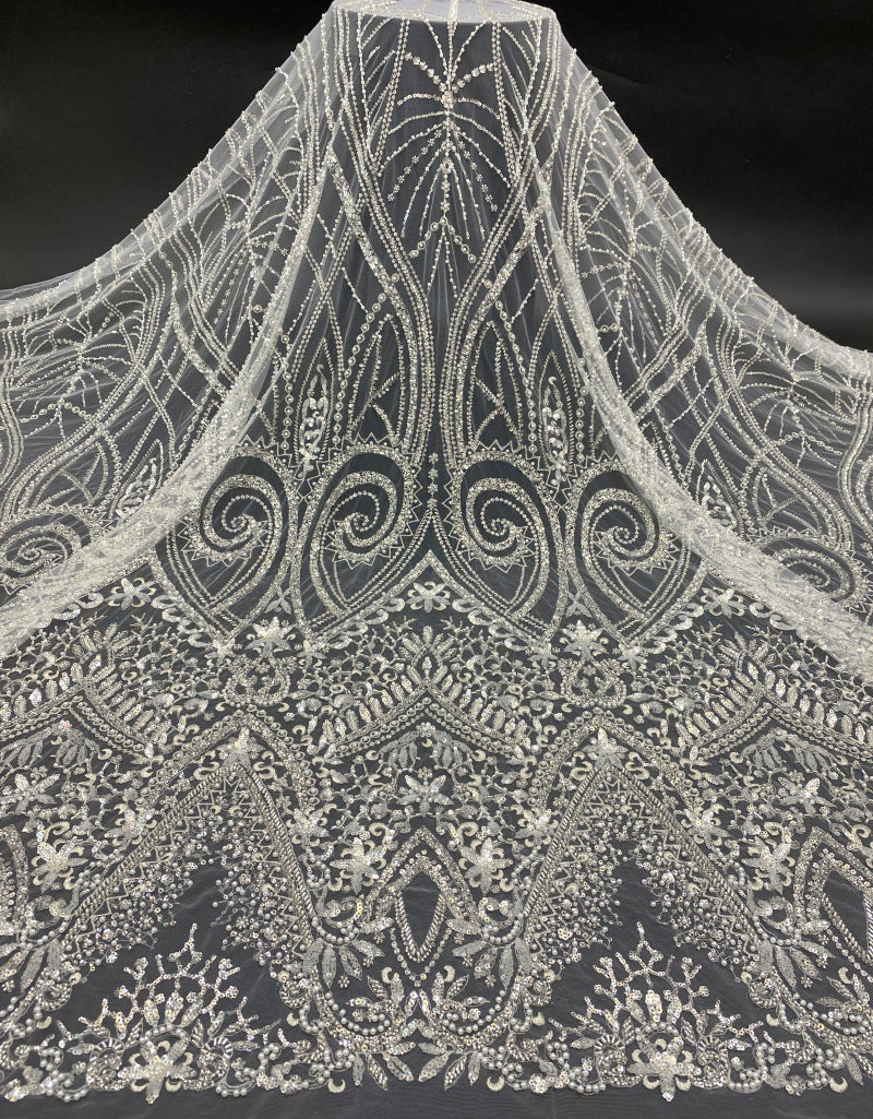 Ornamental Foam Bead & Crystal Sequin Fabric — fabric photo 6