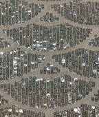Fan-Motif White Bead and 5 mm Crystal Sequin Fabric — fabric photo 4