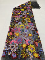 Multicolor Thread and Sequin Flat Embroidery Fabric — fabric photo 6