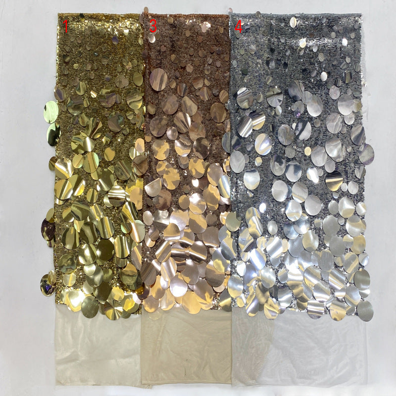 Mixed-Size Sequin Embroidered Stretch Mesh — fabric photo 2
