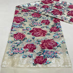 Peony Motif Colorful Laminated Sequin Fabric — fabric photo 2