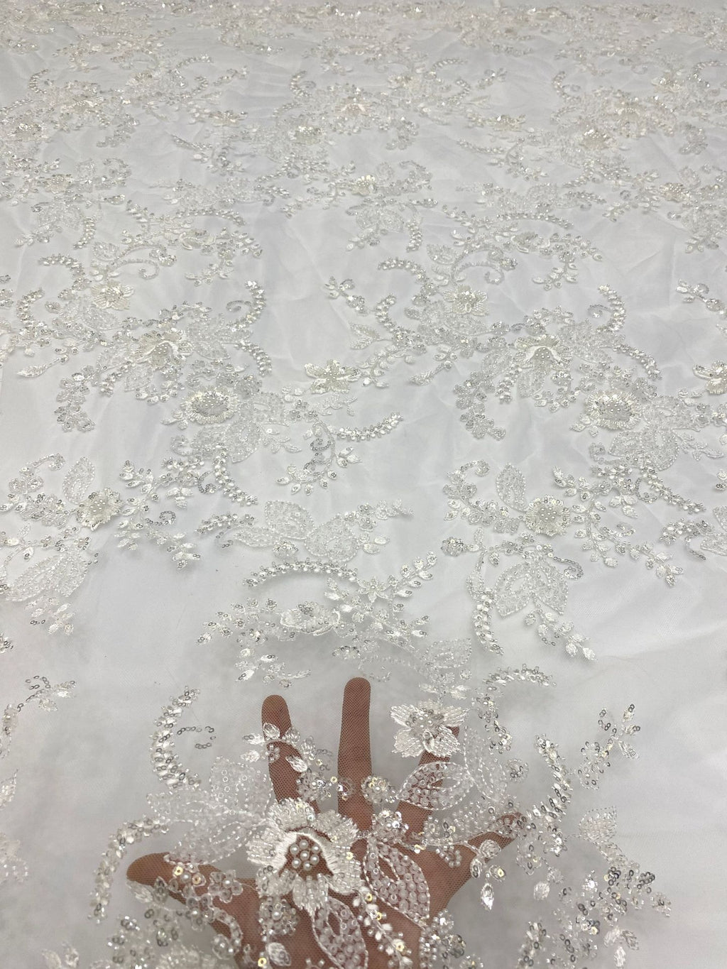 Foam Bead Sequin Embroidery Fabric for Evening Dresses — fabric photo 4