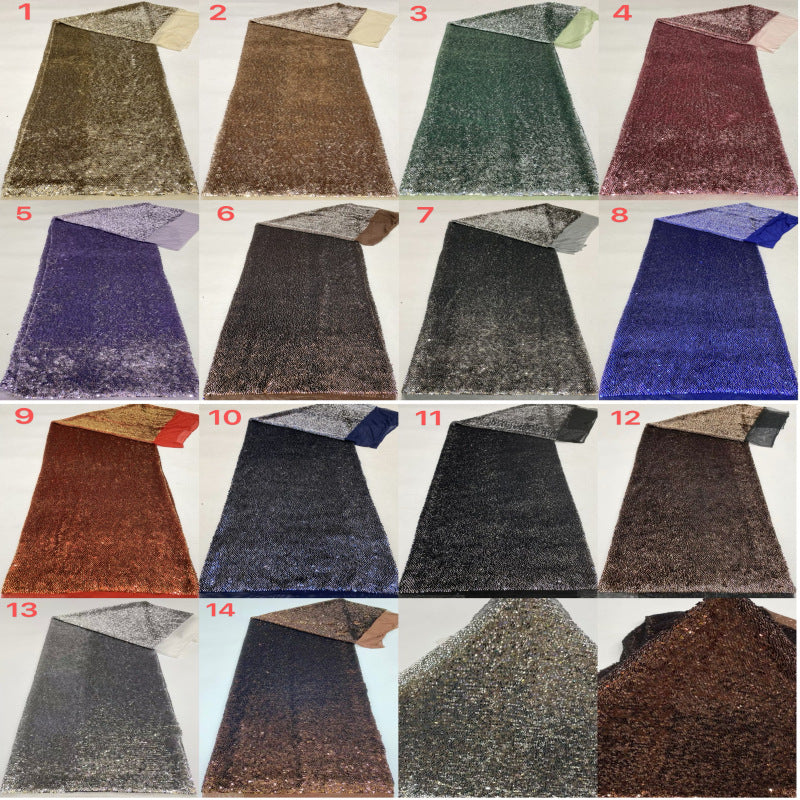 5mm Rolled Sequin Embroidered Stretch Mesh — fabric photo 2