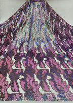 Multicolor Gradient 5 mm Sequin Embroidered Bridal Fabric — fabric photo 2