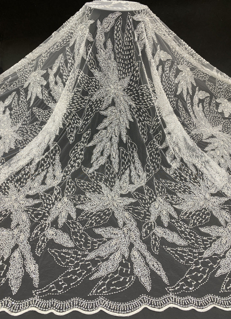 Sequin & Bubble-Bead Embroidered Bridal Fabric – Design 24671