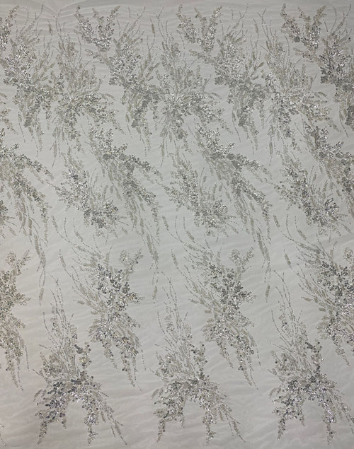 3/7 mm Sequin Embroidered Bridal Fabric — fabric photo 2
