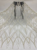 Heavy Raised Bead and Sequin Bridal Embroidery Fabric — fabric photo 6