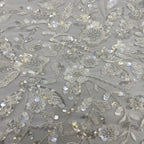 Botanical Sequin & Bugle-Bead Embroidered Bridal Fabric – Design 90207 — fabric photo 2