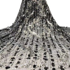 Fine 3/5/12 mm Sequin Embroidered Tulle Mesh Fabric