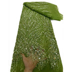 Linear Sequin Embroidered Mesh Fabric – Per Yard — fabric photo 5