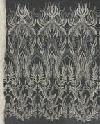 Large Floral Bugle Bead & Crystal Sequin Fabric