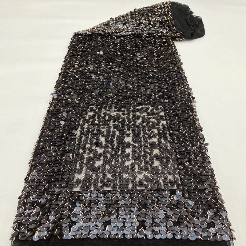 Stretch Mesh 9/12mm Rolled Sequin Fabric — fabric photo 4