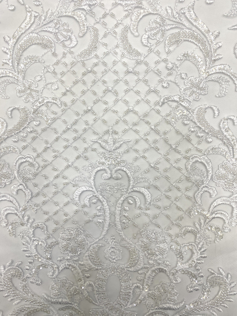 Diamond Pattern Bead Embroidery Fabric — fabric photo 5