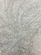 Bugle and Foam Bead Sequin Wedding Lace Fabric — fabric photo 5