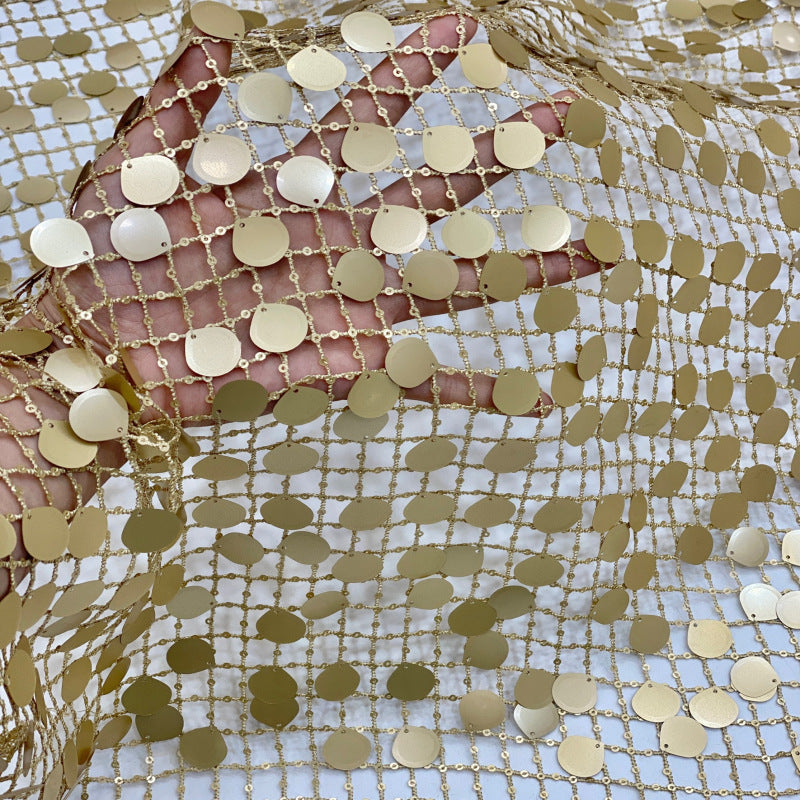 Hollow Grid 3mm & 18mm Sequin Fabric — fabric photo 2