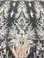 Thread Embroidery & Foam Bead Sequin Fabric — fabric photo 2