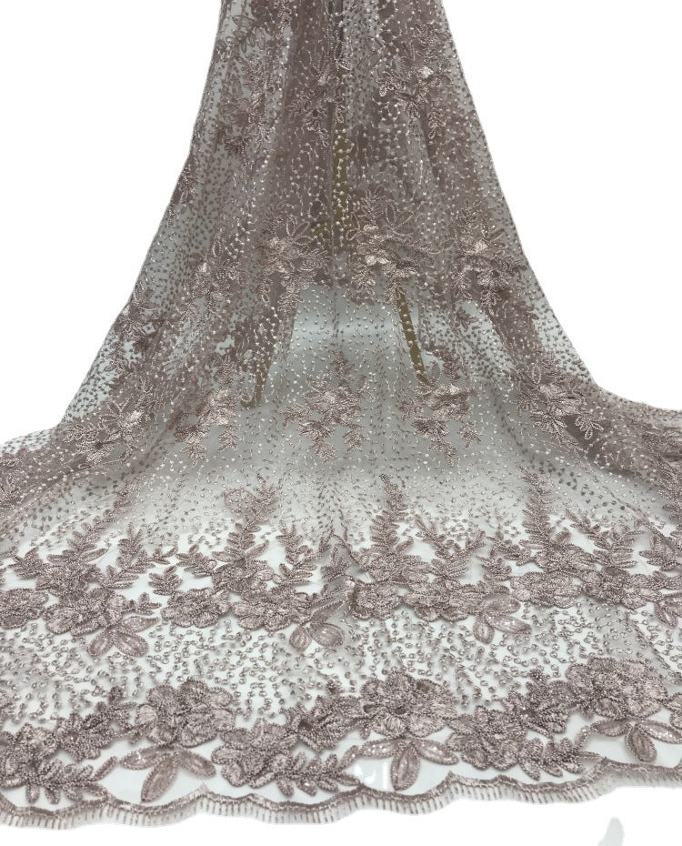 Rose Cordwork and Sequin Embroidered Fabric — fabric photo 4