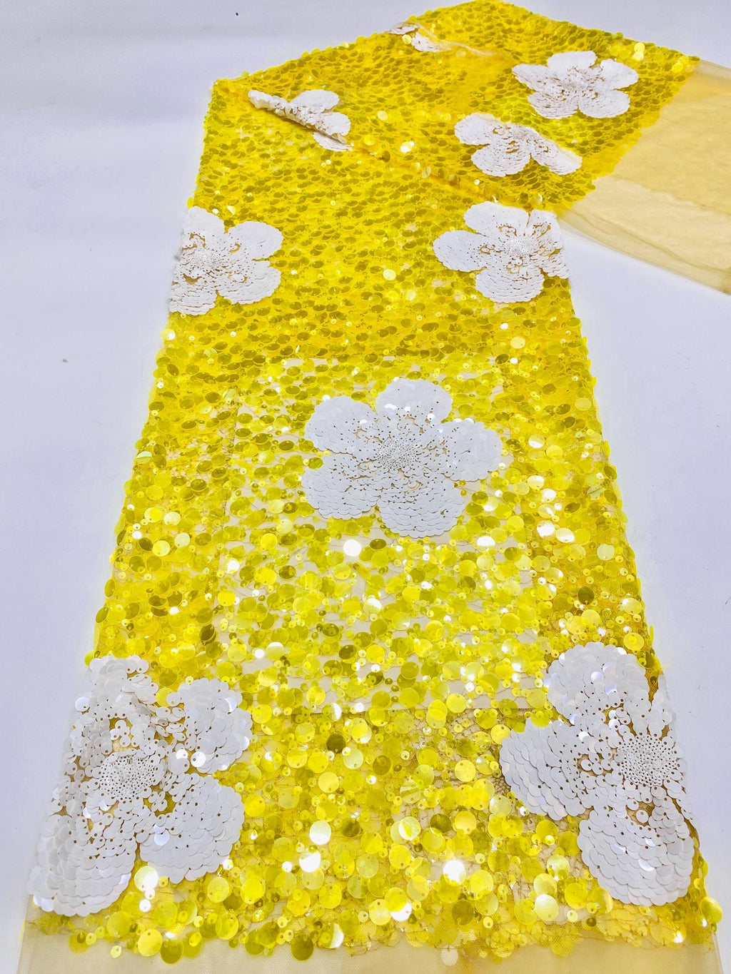 3/5/7/9/12 mm Sequin Embroidered Bridal Fabric — fabric photo 6
