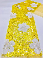 3/5/7/9/12 mm Sequin Embroidered Bridal Fabric — fabric photo 6
