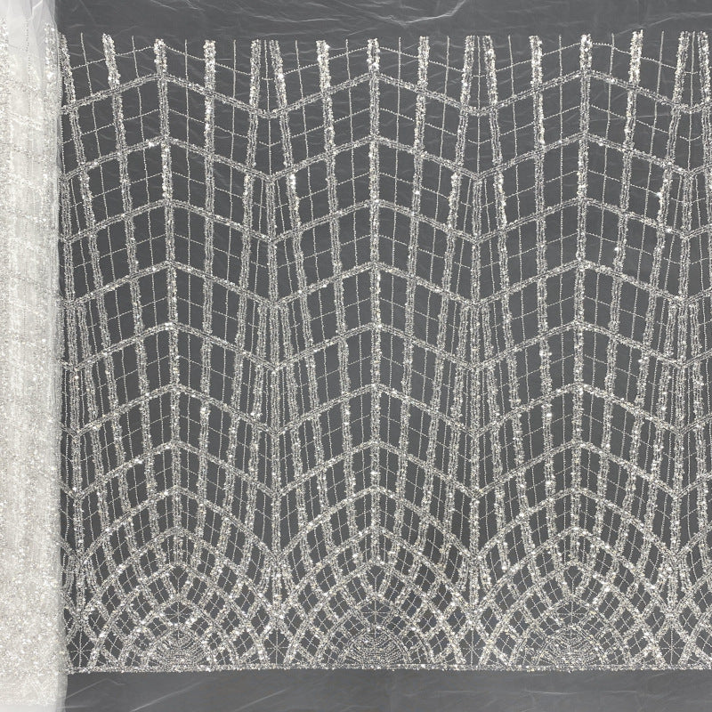 Bead & Sequin Embroidered Mesh for Bridalwear — fabric photo 2