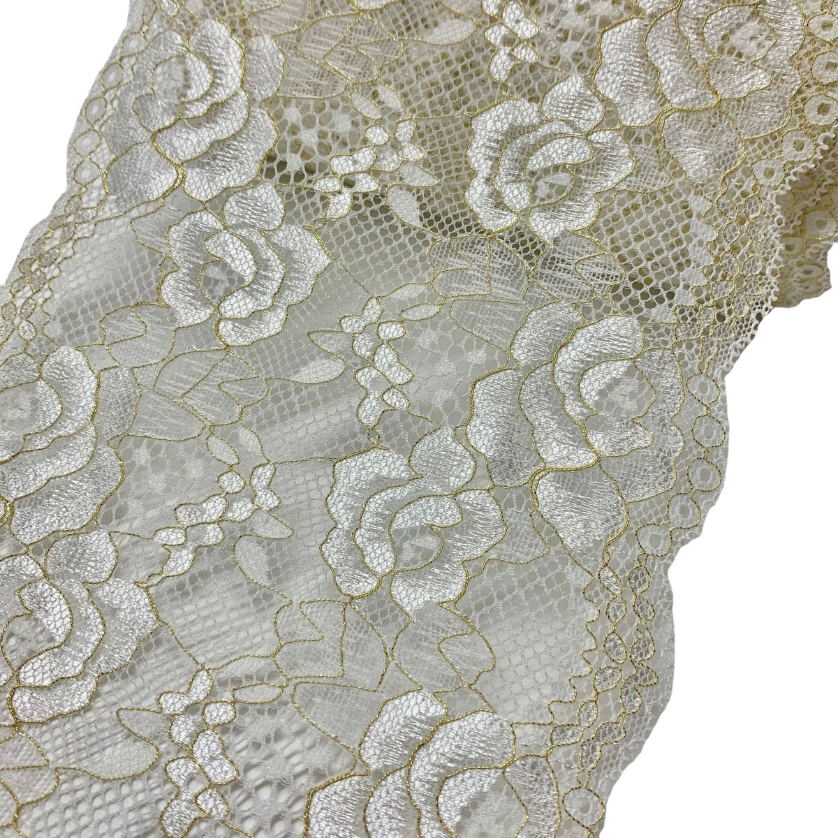 Floral Textured Stretch Lace Trim 18 cm — fabric photo 4