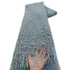 European Bugle-Bead Sequin Embroidered Mesh – Per Yard — fabric photo 4
