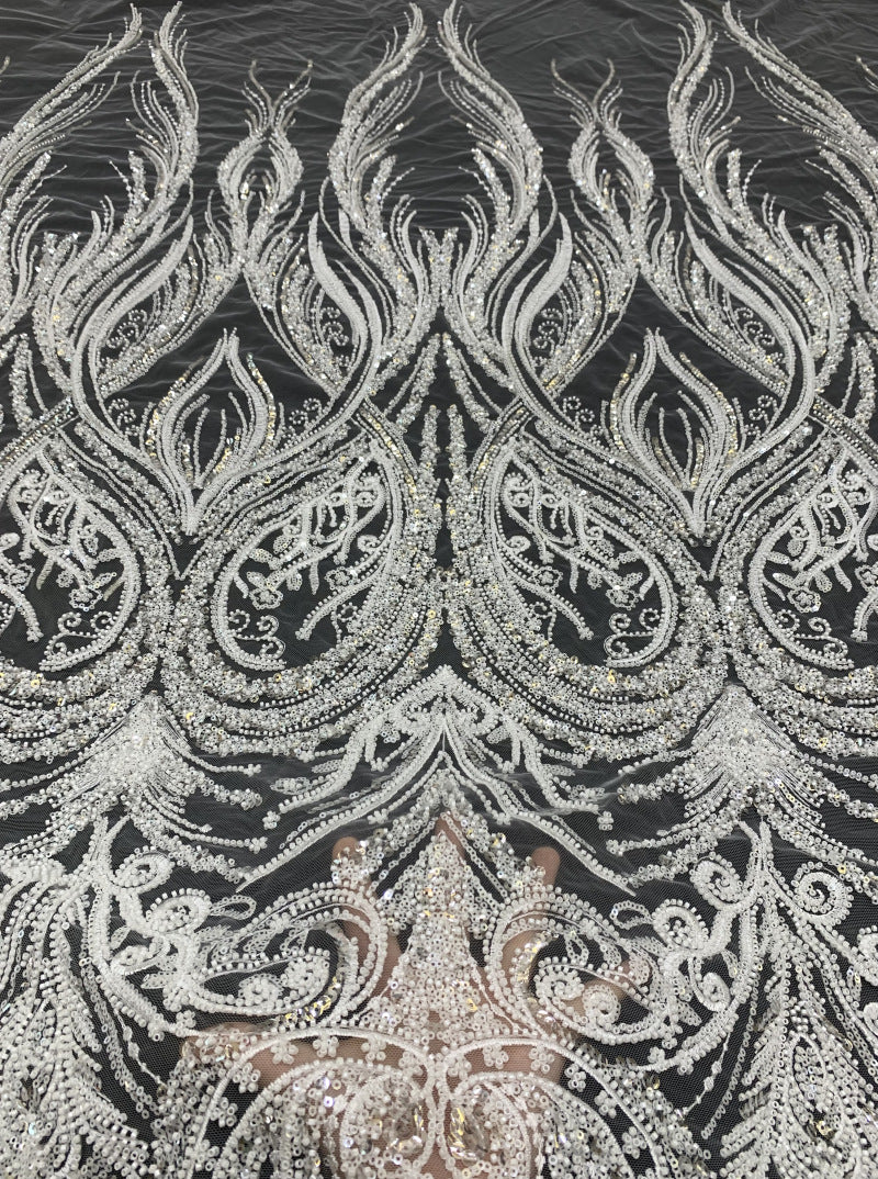 Dense Bead & 3/5mm Sequin Embroidered Fabric — fabric photo 2