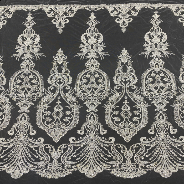 Sequin & Bugle-Bead Embroidered Bridal Fabric – Design 67007