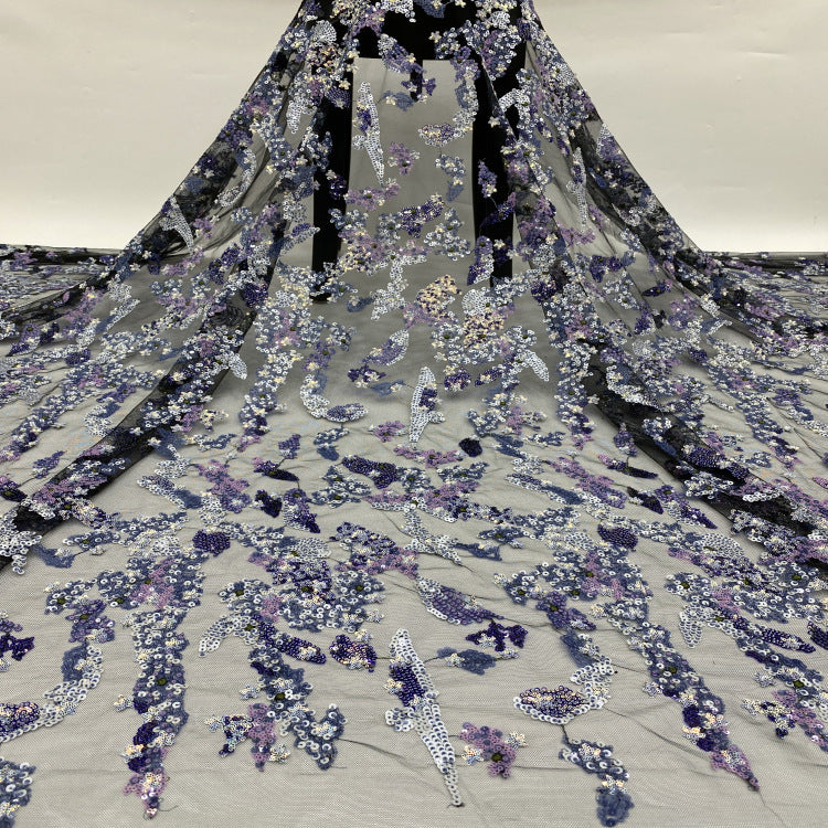 Multicolor 2/3/4/5 mm Layered Sequin Embroidered Tulle Mesh Fabric – Design 52287 — fabric photo 6