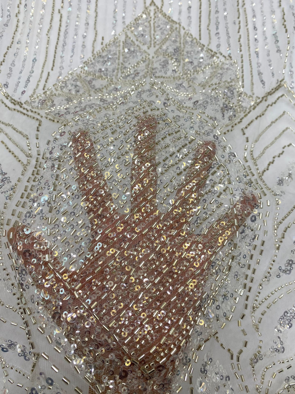 Ornamental Bugle Bead 3/5mm Sequin Fabric — fabric photo 5