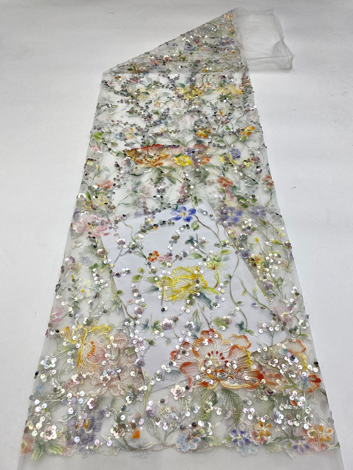 Printed Bead & Sequin Embroidered Fabric — fabric photo 6
