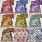 Printed Ribbon Bugle Bead Sequin Embroidery Fabric