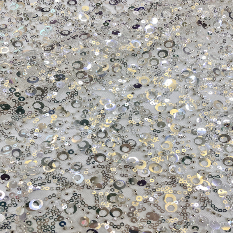 3/5/7/9 mm Sequin Embroidered Bridal Fabric