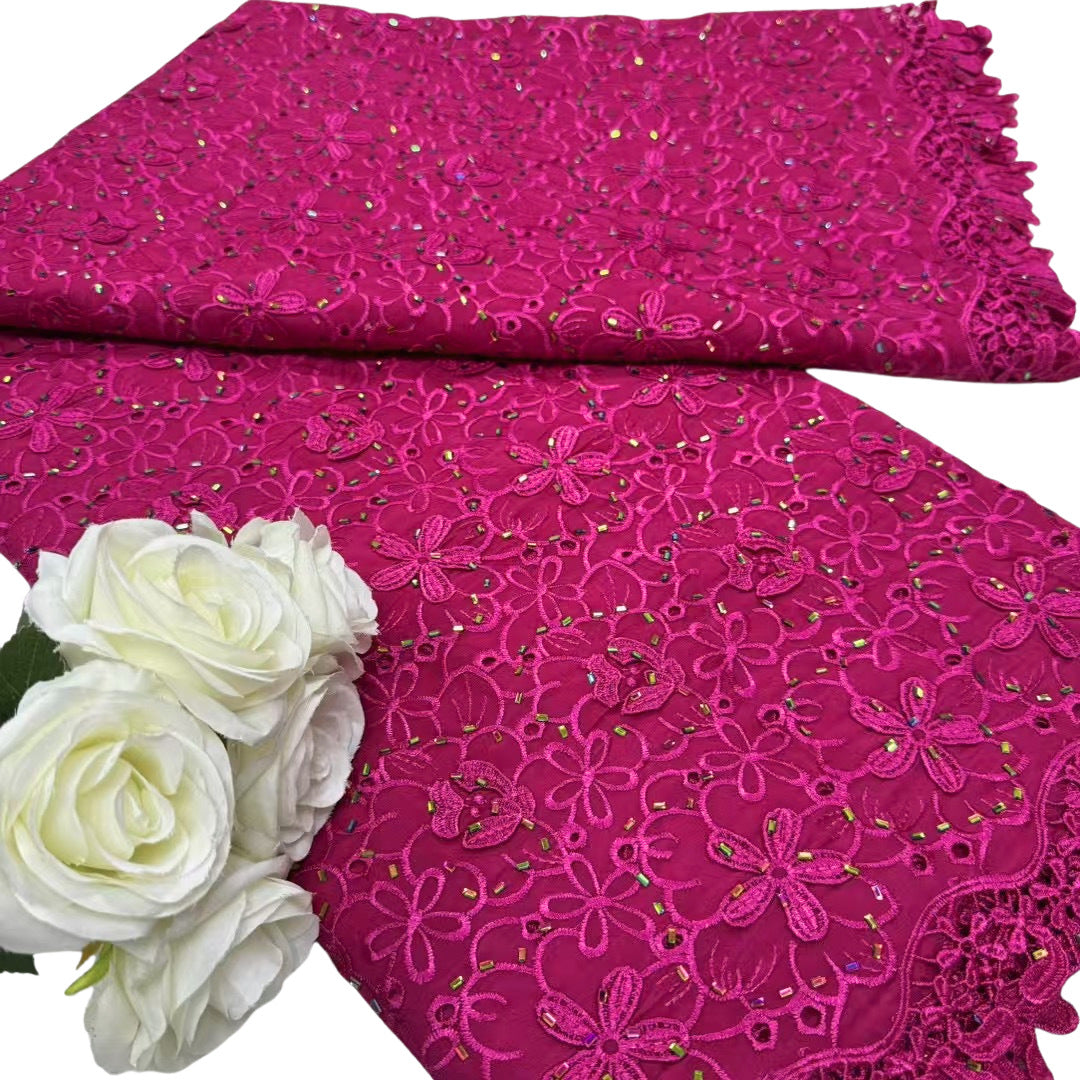 Rhinestone Embroidered Plain Chiffon Fabric – Per Yard — fabric photo 4