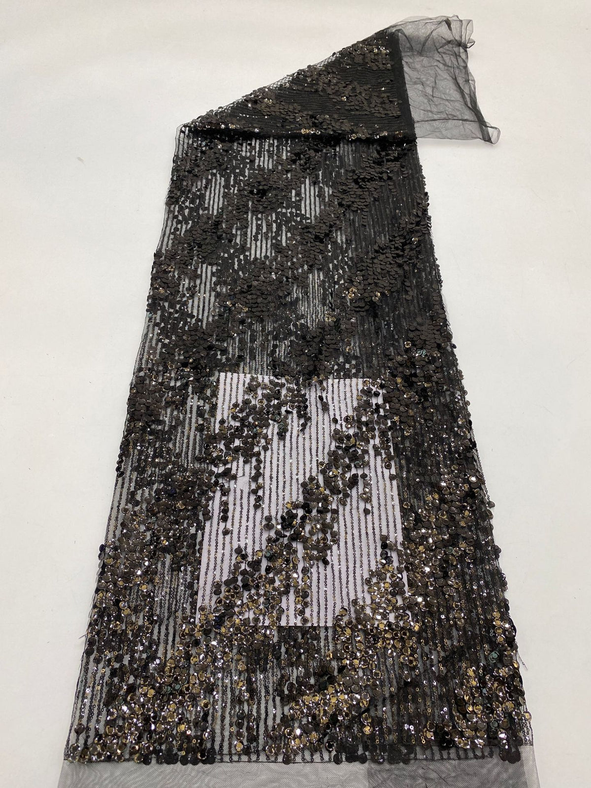 Oval Sequin Embroidered Mesh Fabric — fabric photo 5
